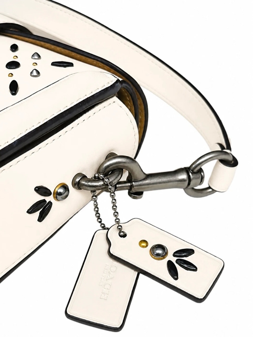 Coach Page Chalk Cream Prairie Rivets Crossbody Satchel Purse 8.5' x 7" x 3" - Picture 9 of 13